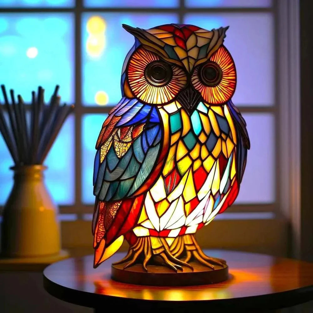 Stained Glass Lamp Animal Table Sculpture For Home Decor