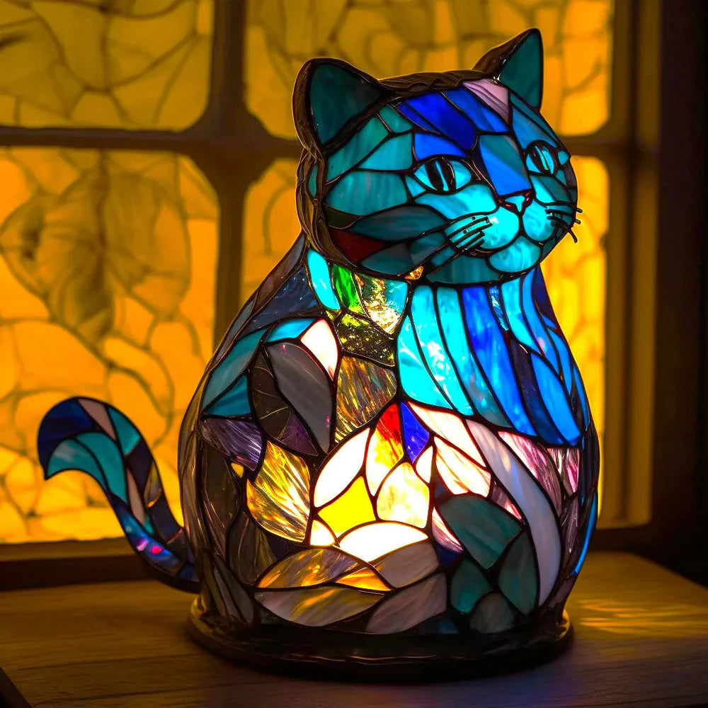 Stained Glass Lamp Animal Table Sculpture For Home Decor