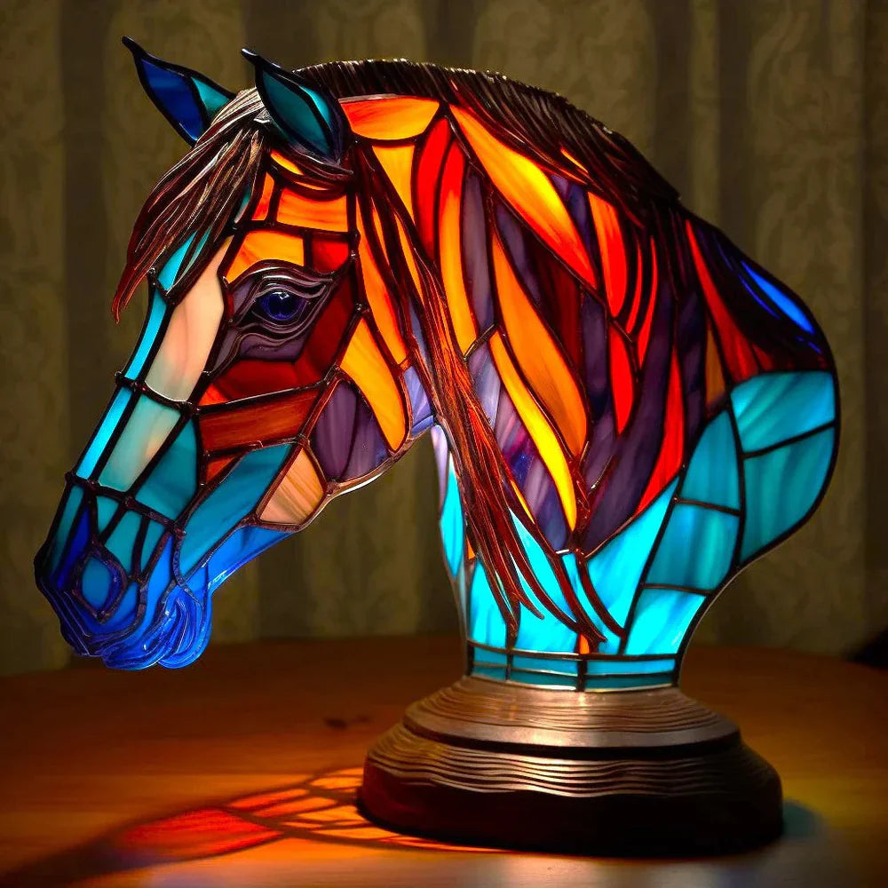 Stained Glass Lamp Animal Table Sculpture For Home Decor