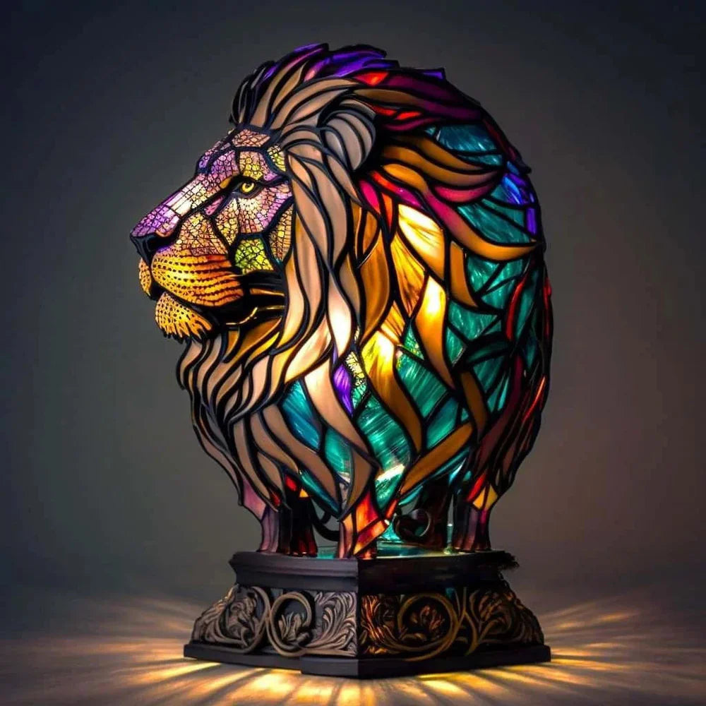 Stained Glass Lamp Animal Table Sculpture For Home Decor
