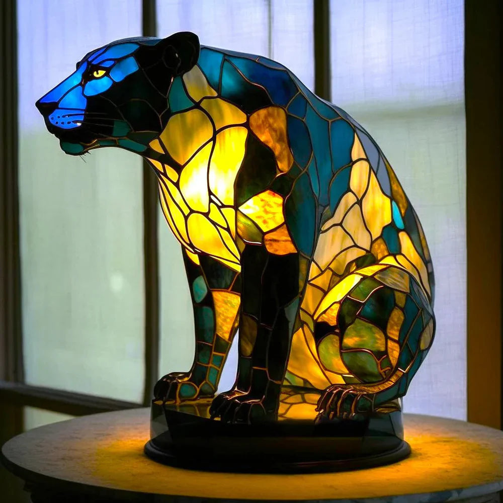 Stained Glass Lamp Animal Table Sculpture For Home Decor