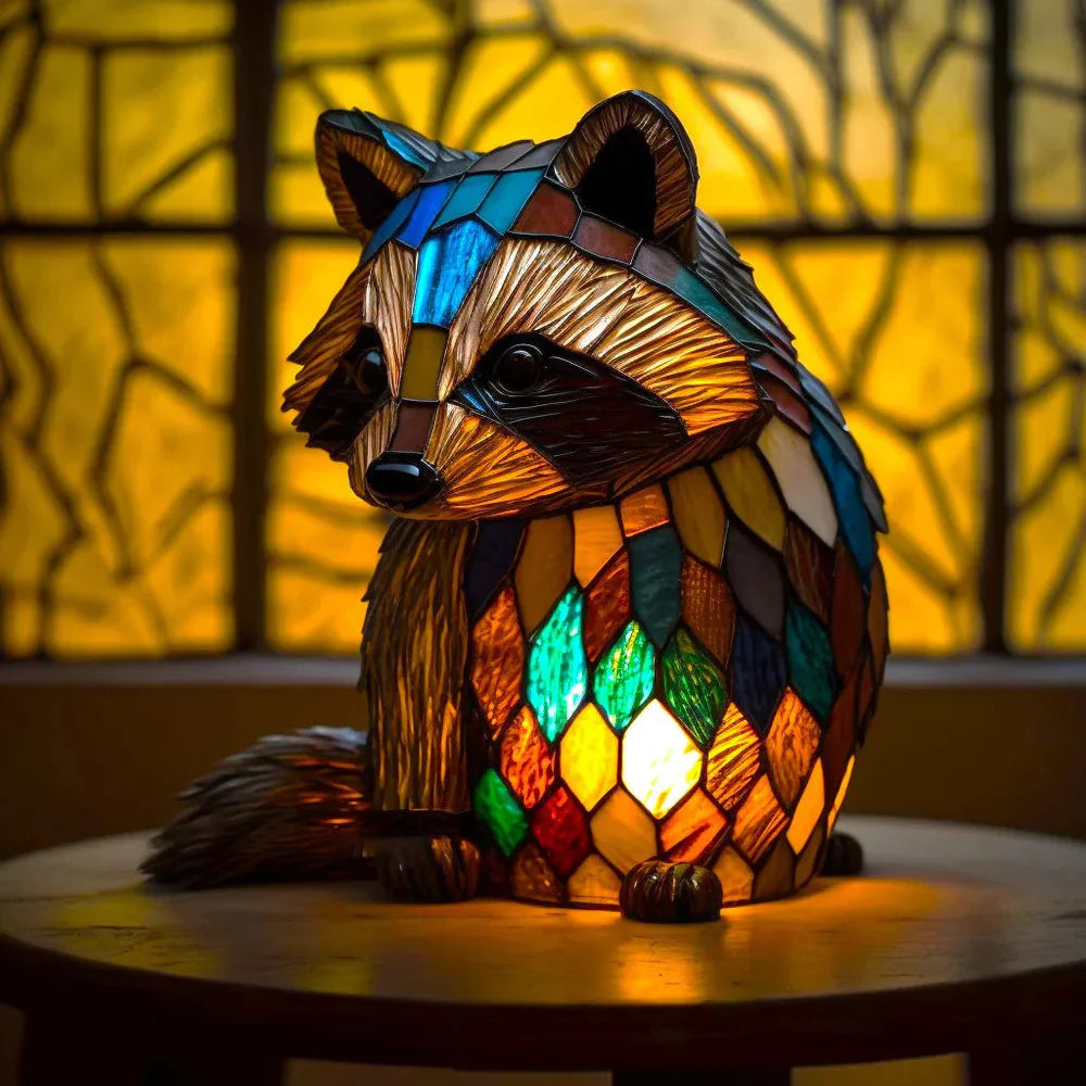 Stained Glass Lamp Animal Table Sculpture For Home Decor