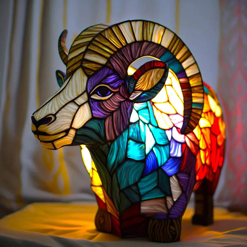 Stained Glass Lamp Animal Table Sculpture For Home Decor