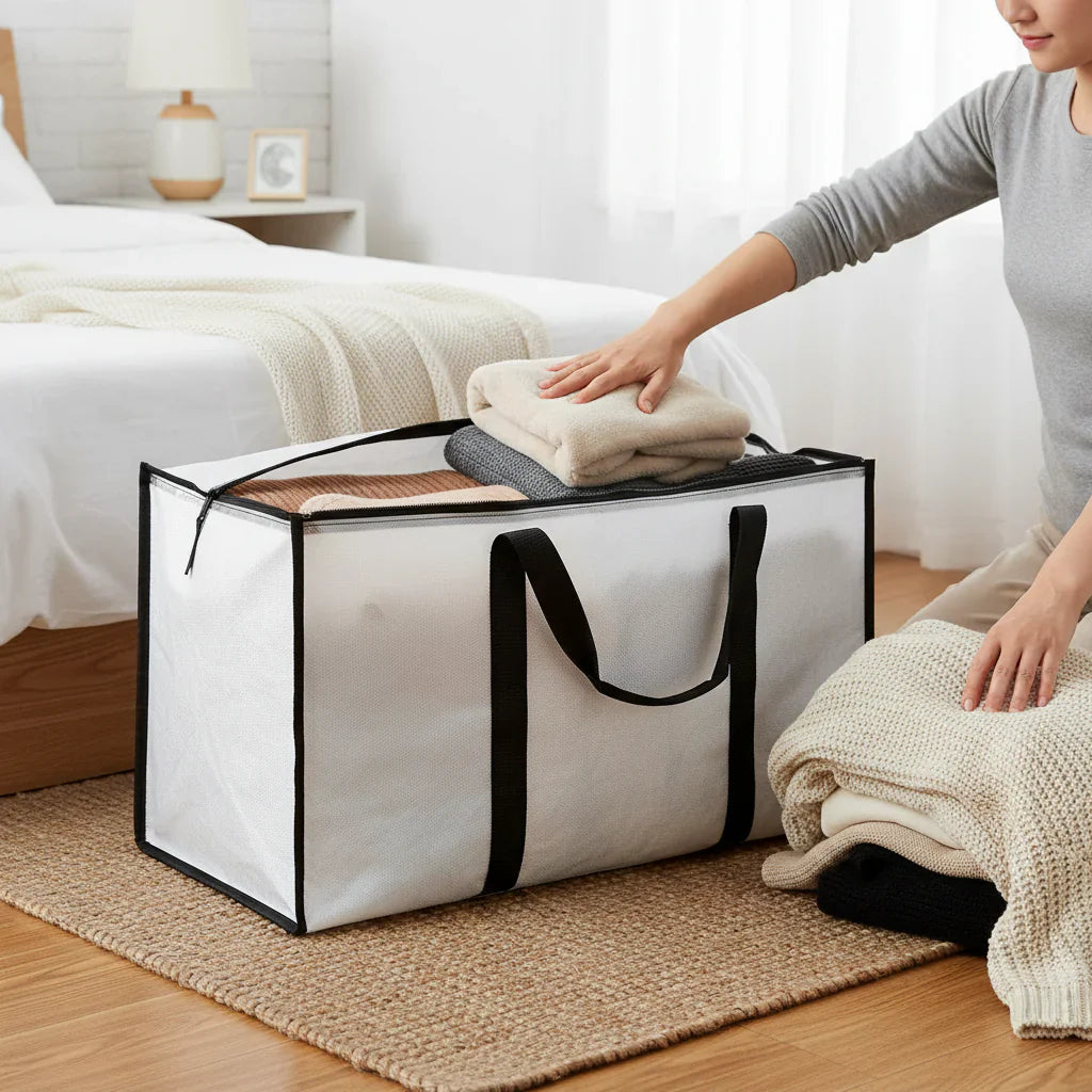 Durable Moving Storage Bags With Waterproof Zipper Tote