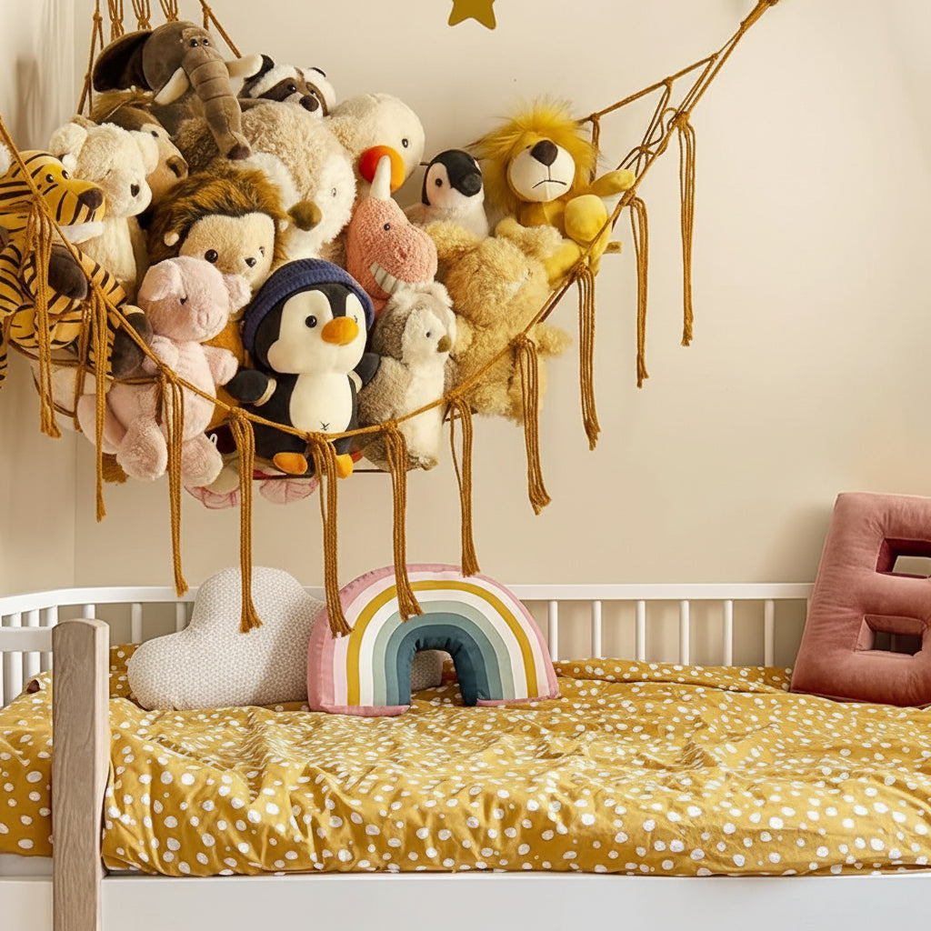 Macrame Hanging Toy Hammock Organizer For Stuffed Animals