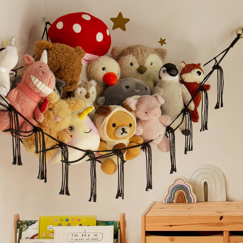 Macrame Hanging Toy Hammock Organizer For Stuffed Animals