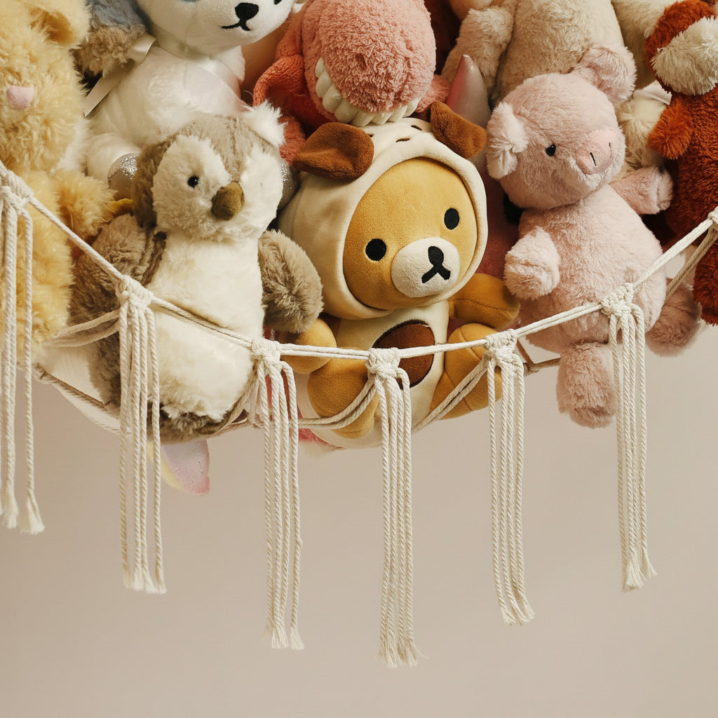 Macrame Hanging Toy Hammock Organizer For Stuffed Animals