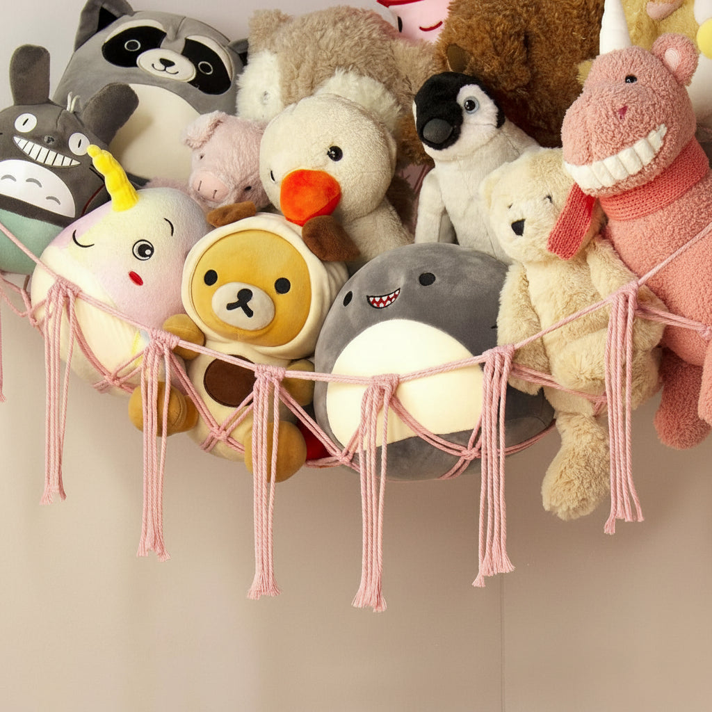 Macrame Hanging Toy Hammock Organizer For Stuffed Animals