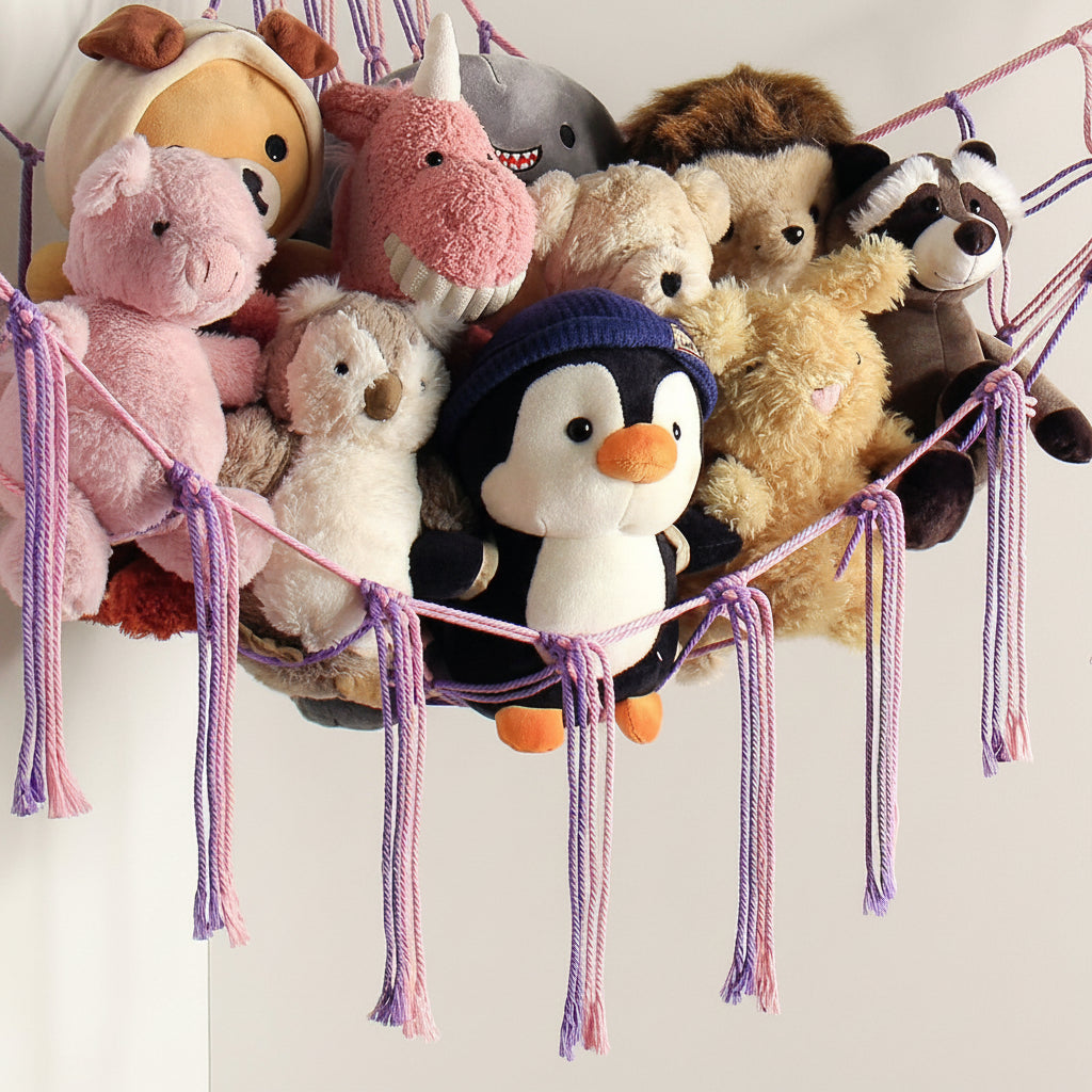 Macrame Hanging Toy Hammock Organizer For Stuffed Animals