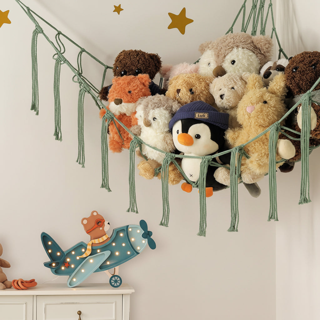 Macrame Hanging Toy Hammock Organizer For Stuffed Animals