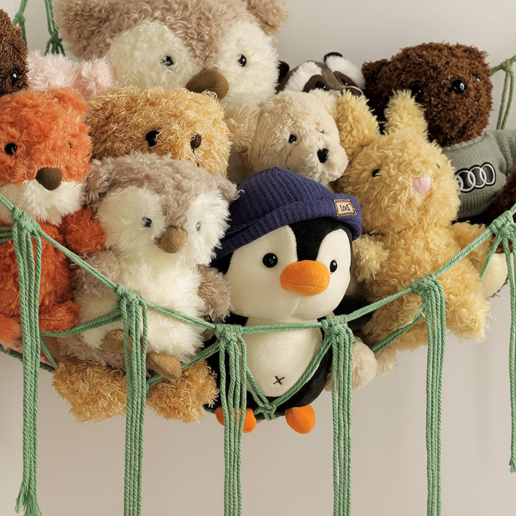 Macrame Hanging Toy Hammock Organizer For Stuffed Animals