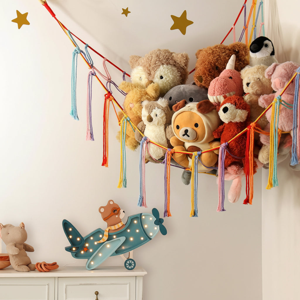 Macrame Hanging Toy Hammock Organizer For Stuffed Animals