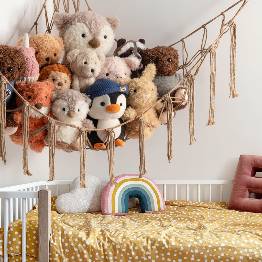 Macrame Hanging Toy Hammock Organizer For Stuffed Animals