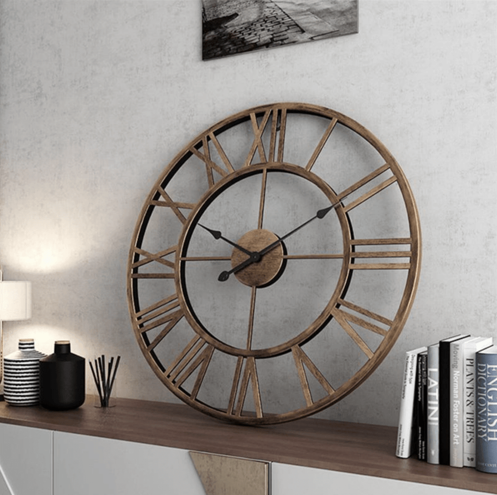 Aurelia Skelett-Wanduhr aus Schmiedeeisen mit geräuschlosem Uhrwerk