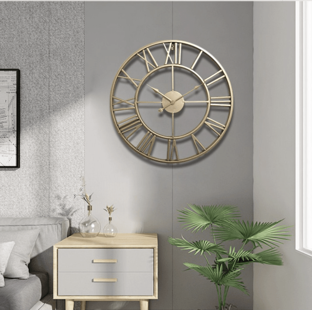 Aurelia Skelett-Wanduhr aus Schmiedeeisen mit geräuschlosem Uhrwerk