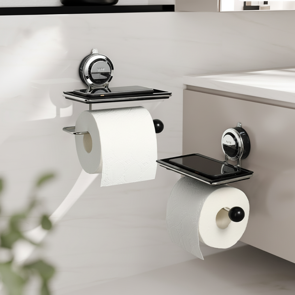 Stainless Steel Adhesive Roll Holder For Bathroom Wall