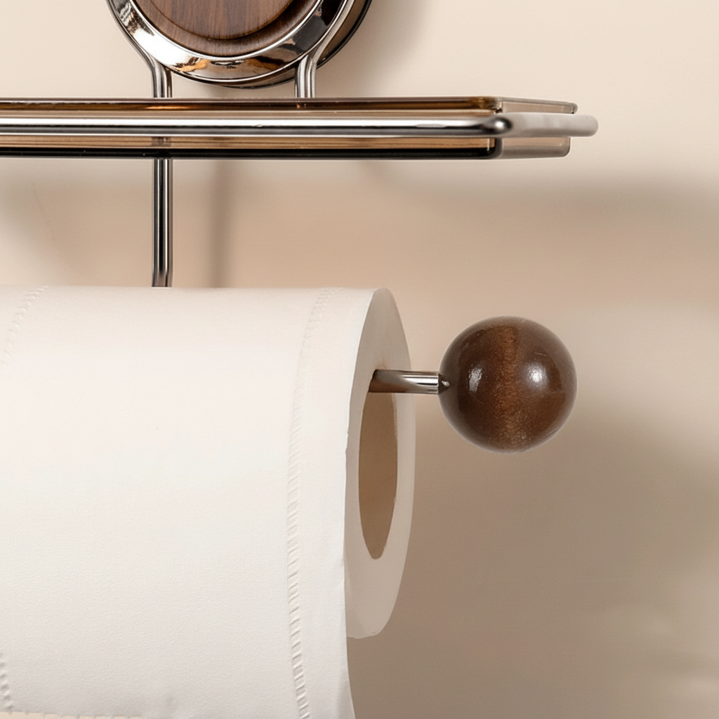 Stainless Steel Adhesive Roll Holder For Bathroom Wall