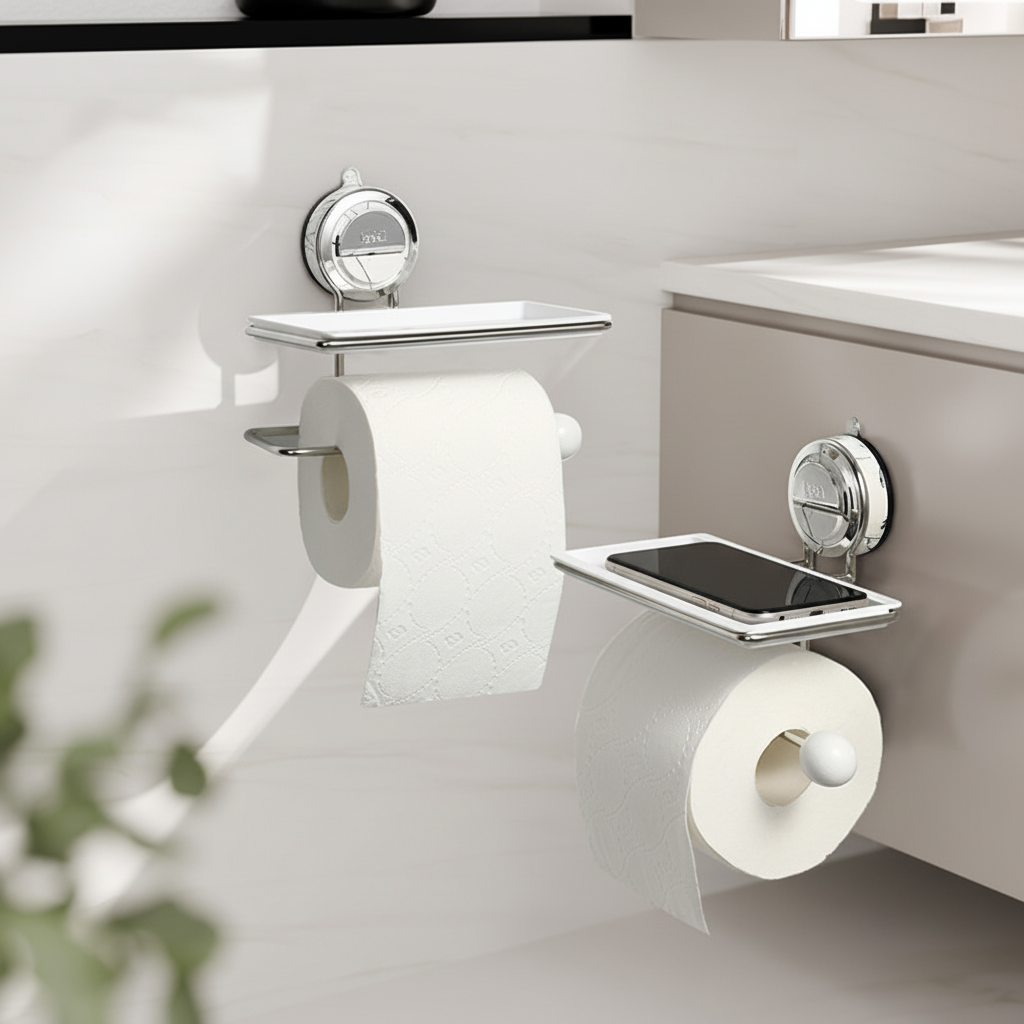 Stainless Steel Adhesive Roll Holder For Bathroom Wall
