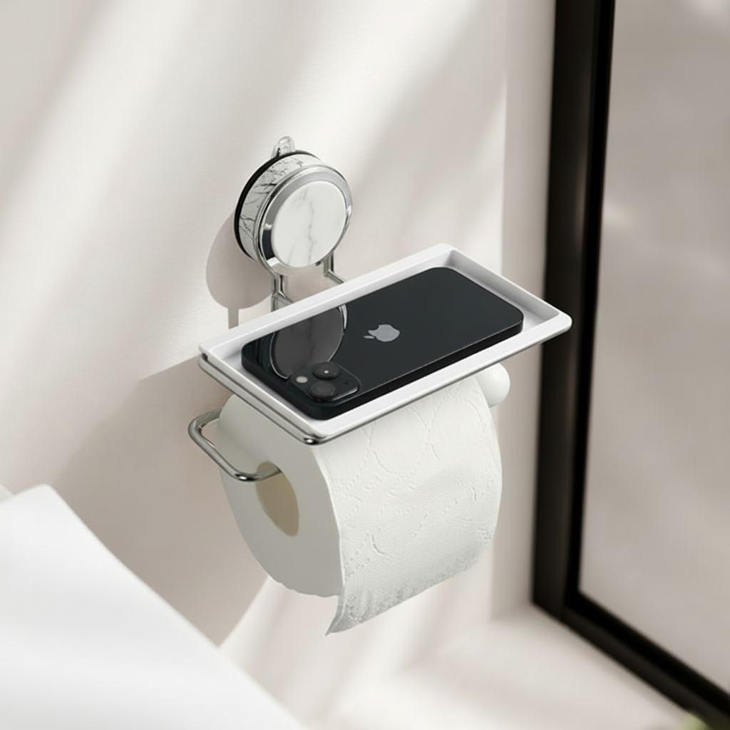 Stainless Steel Adhesive Roll Holder For Bathroom Wall