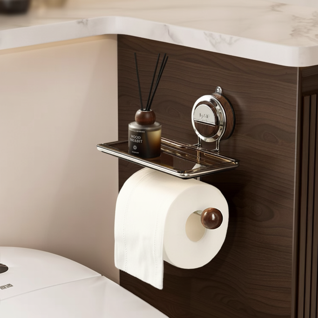 Stainless Steel Adhesive Roll Holder For Bathroom Wall