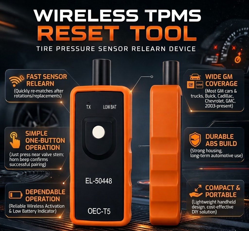 Herramienta inalámbrica de reprogramación TPMS para reinicio de sensor de neumáticos, configuración fácil