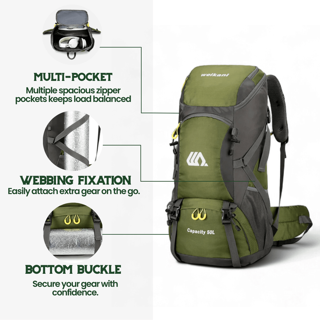 Turistický batoh TrailFlex 50L s prodyšným zadním panelem a přihrádkou na boty