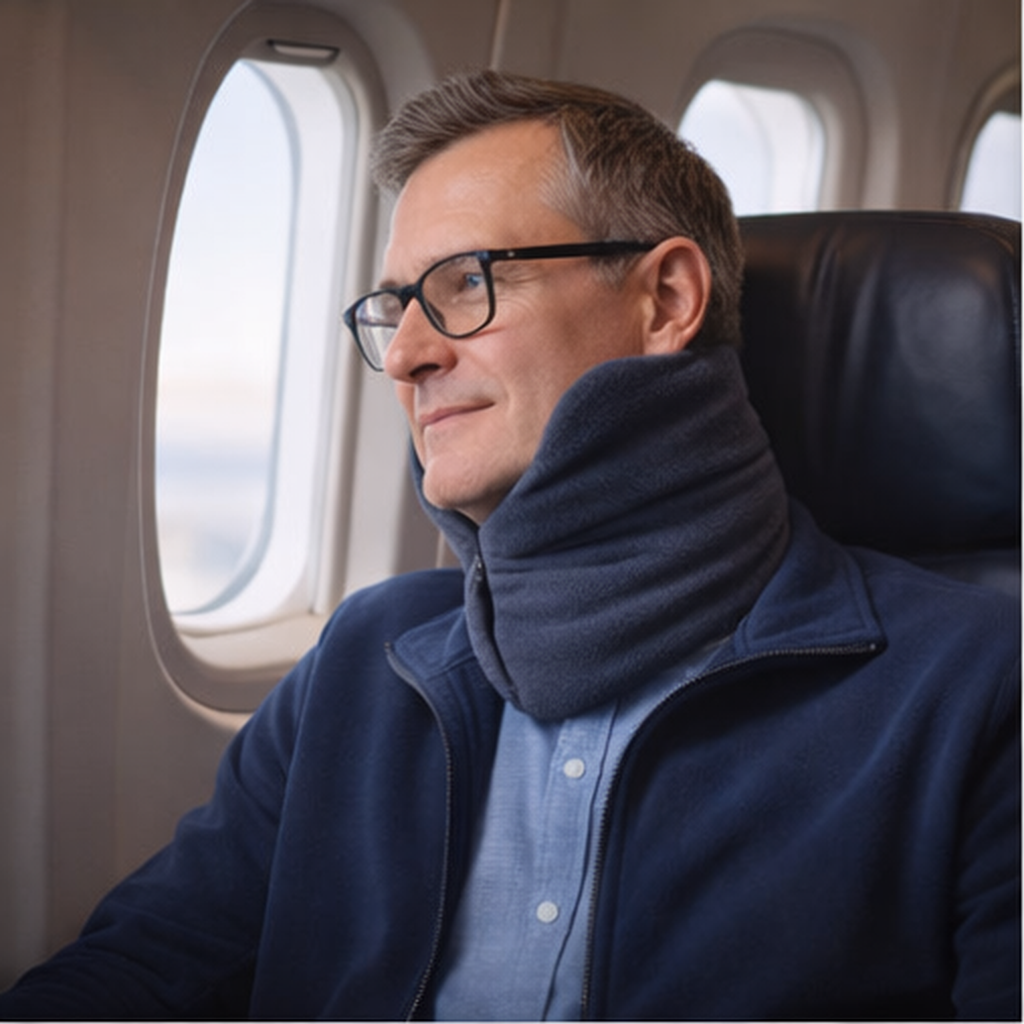 Oreiller de voyage enveloppant pour soutien de la tête en position verticale