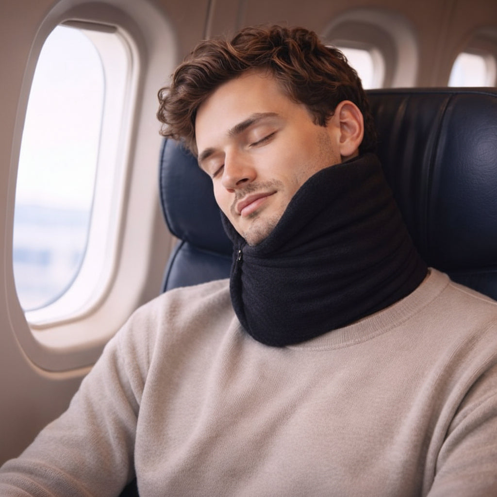 Oreiller de voyage enveloppant pour soutien de la tête en position verticale