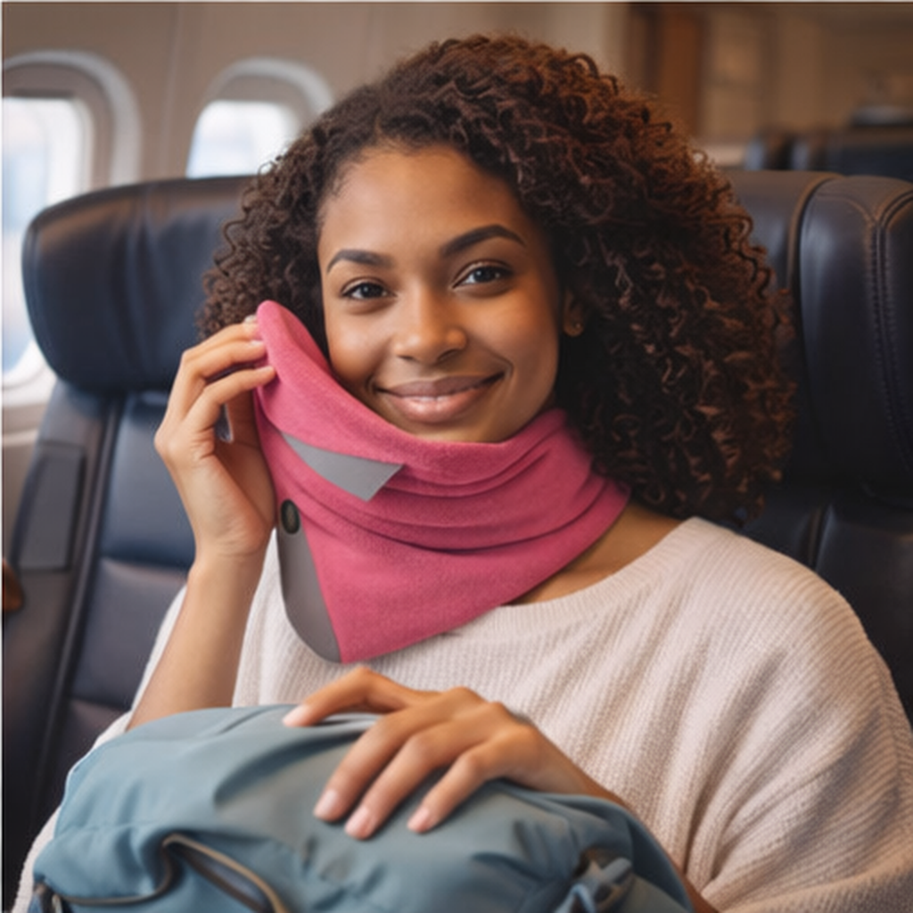 Oreiller de voyage enveloppant pour soutien de la tête en position verticale