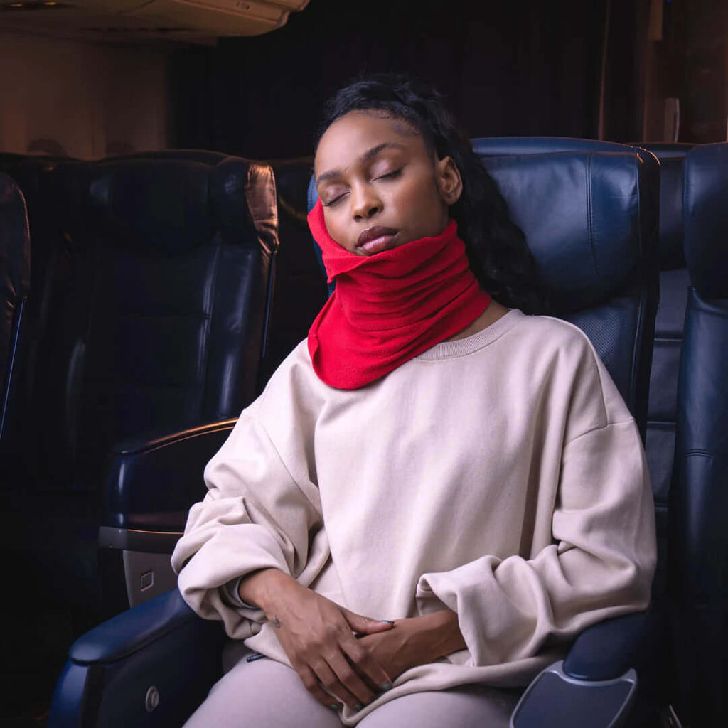 Oreiller de voyage enveloppant pour soutien de la tête en position verticale