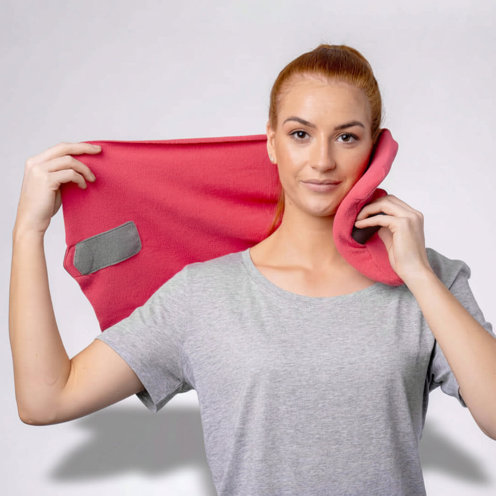 Oreiller de voyage enveloppant pour soutien de la tête en position verticale