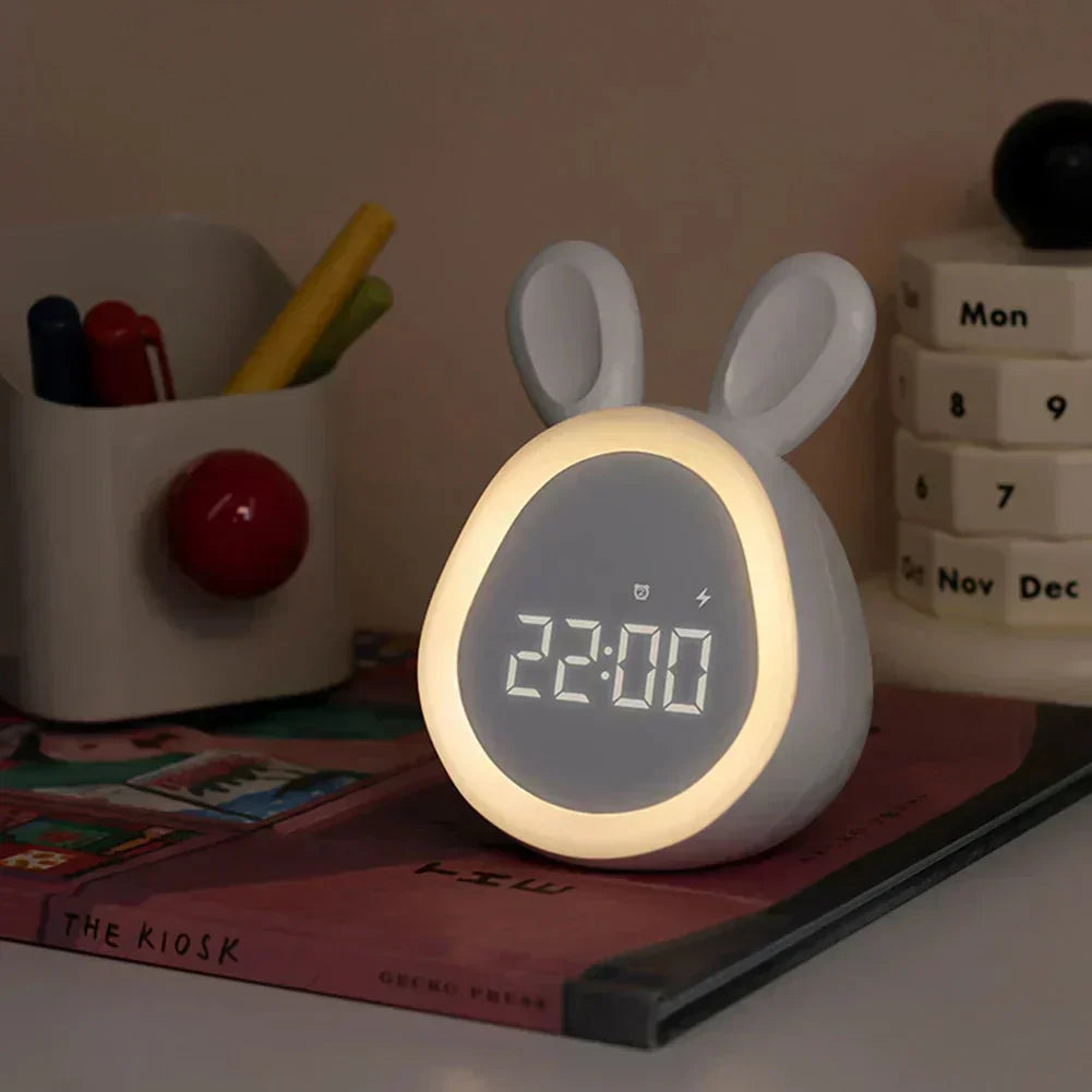 BrightPals Kaninchen-Nachtlicht mit eingebauter Uhr, USB-aufladbar für Kinder