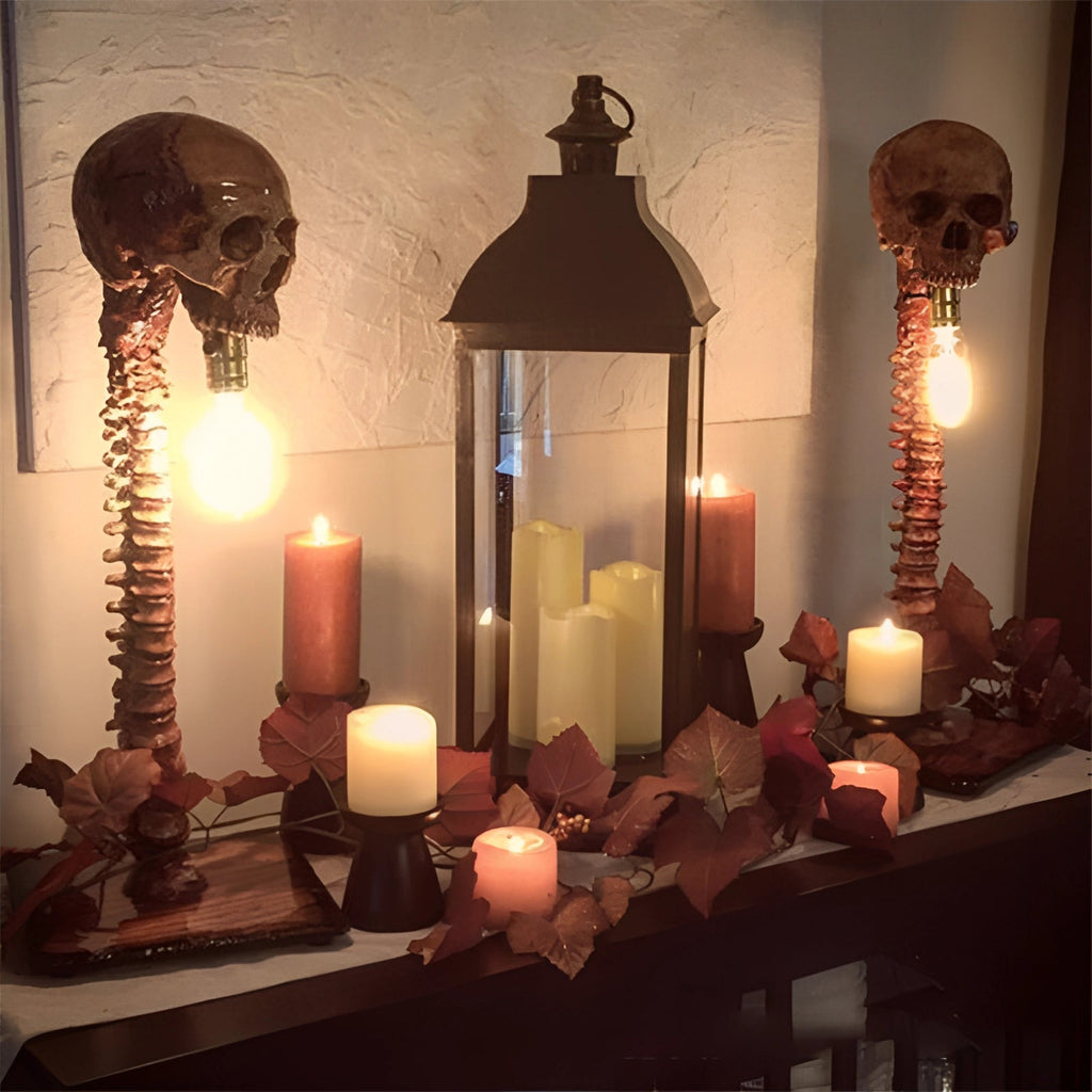 Nightshade rygg- og hodeskallelamp for skummel hjemmeinnredning