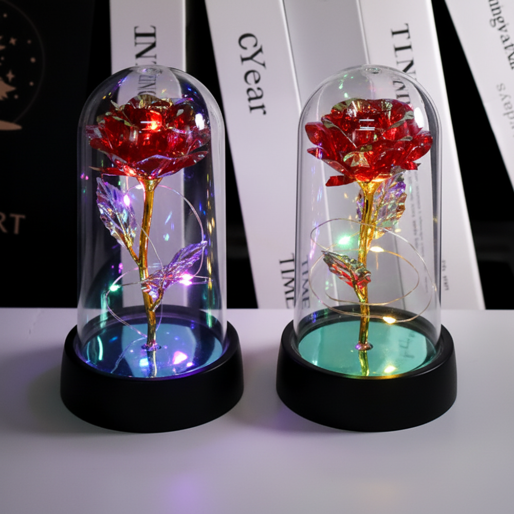 Rose Lamp LED Ambient Night Light With Clear Dome Display