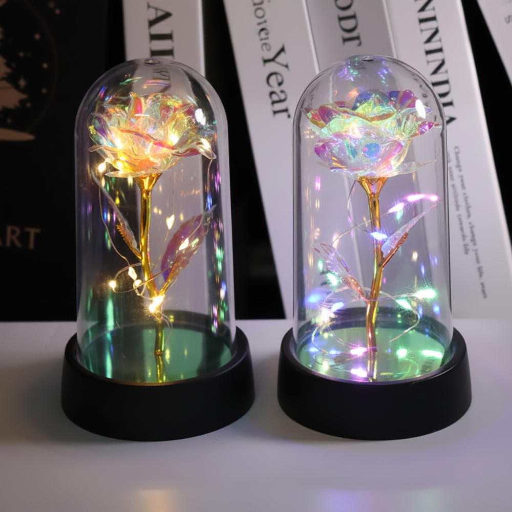 Rose Lamp LED Ambient Night Light With Clear Dome Display