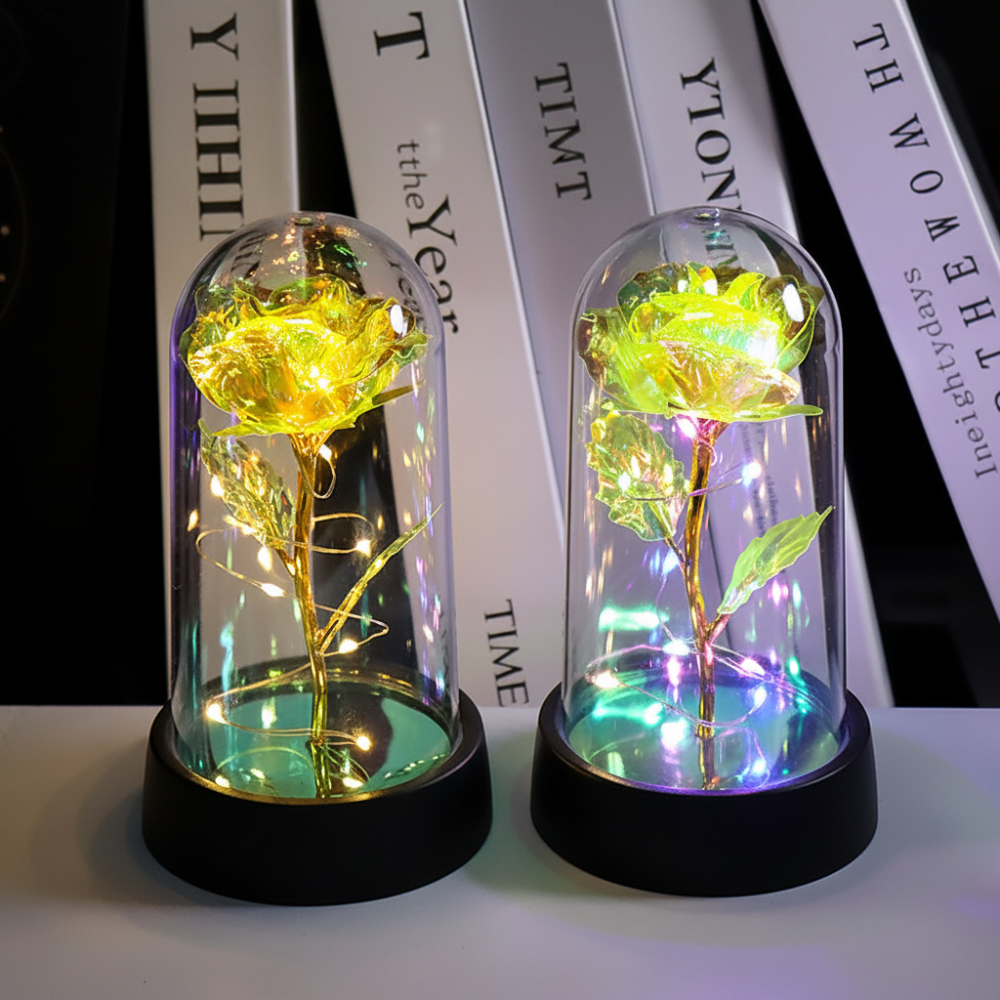 Rose Lamp LED Ambient Night Light With Clear Dome Display