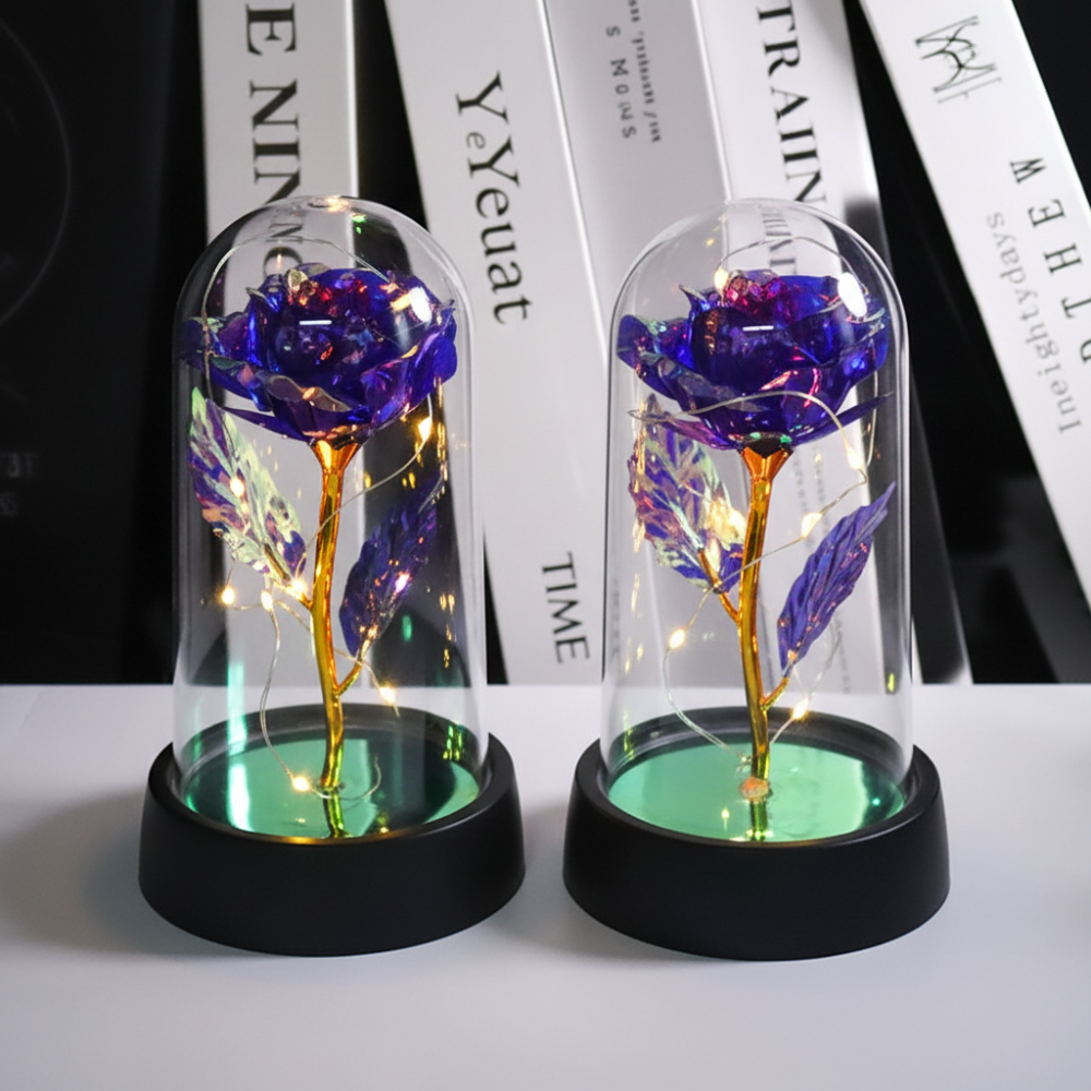 Rose Lamp LED Ambient Night Light With Clear Dome Display