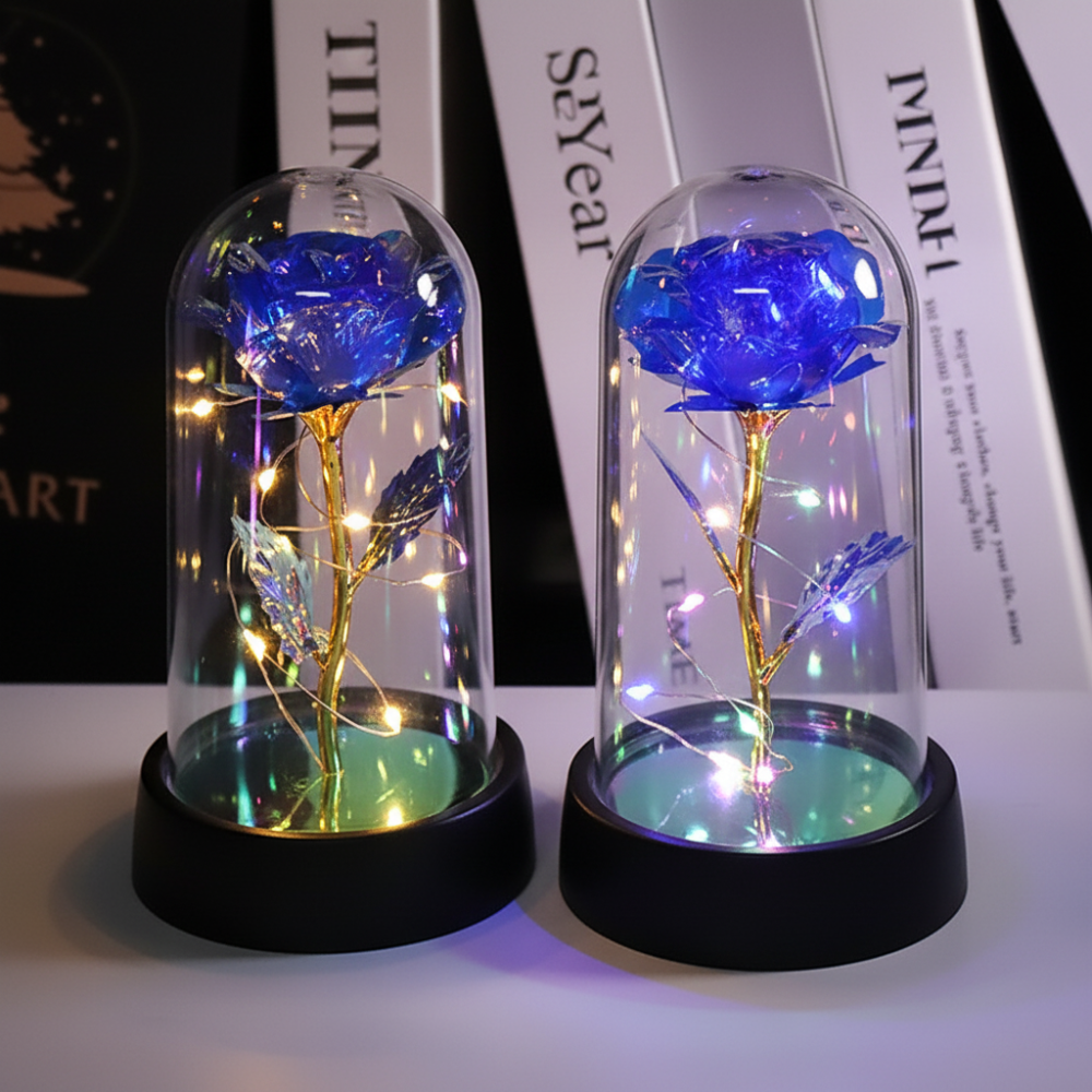 Rose Lamp LED Ambient Night Light With Clear Dome Display