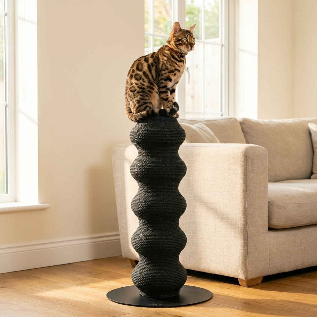 Tall Modular Cat Scratching Post With Paper Vine And Steel Base Height-Adjustable | Rosalyssa
