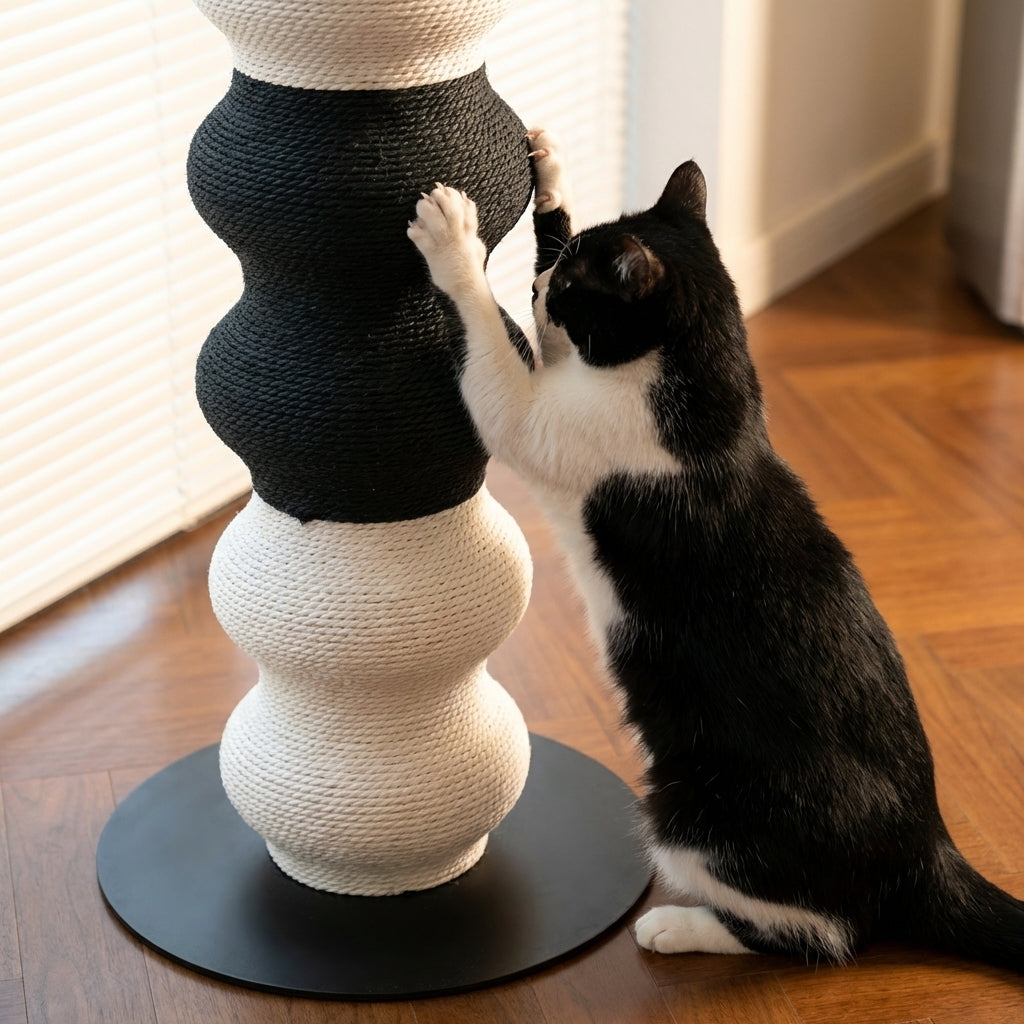 Tall Modular Cat Scratching Post With Paper Vine And Steel Base Height-Adjustable | Rosalyssa
