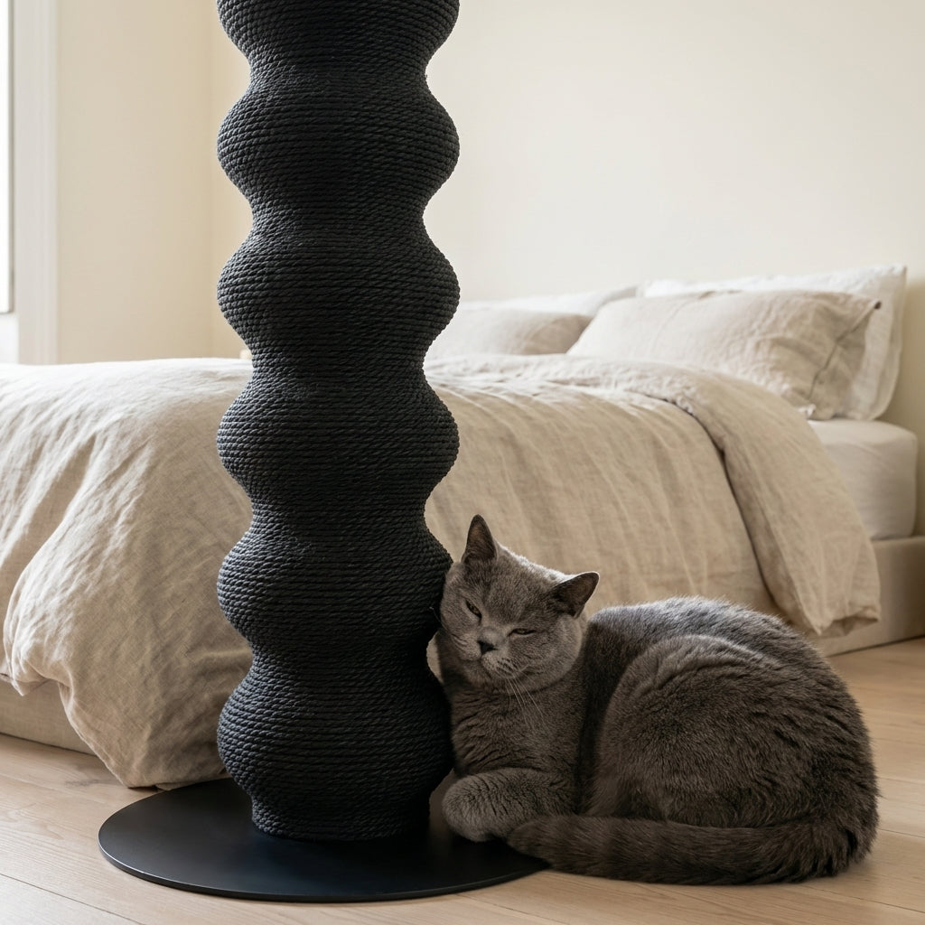 Tall Modular Cat Scratching Post With Paper Vine And Steel Base Height-Adjustable | Rosalyssa
