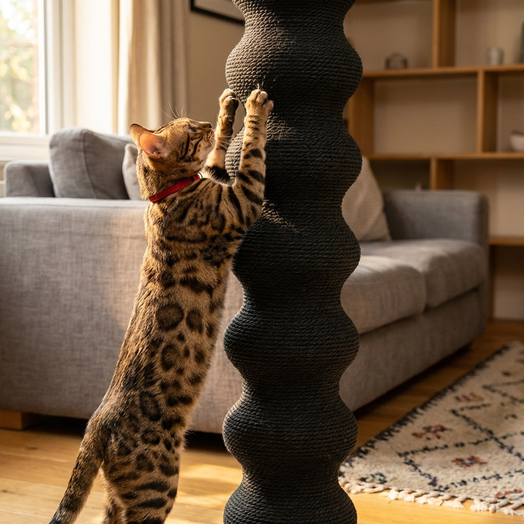 Tall Modular Cat Scratching Post With Paper Vine And Steel Base Height-Adjustable | Rosalyssa