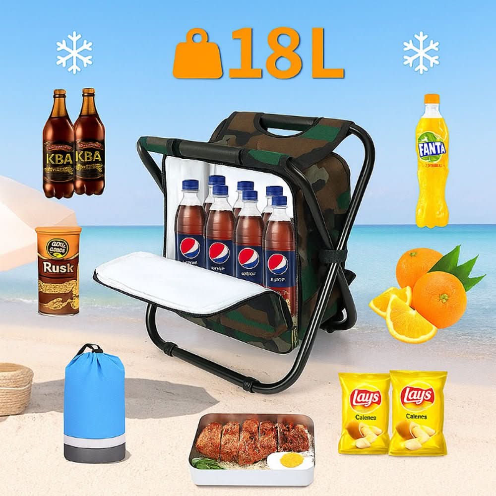 CamoMate תיק גב 3 ב-1 עם הסוואה, כיסא מתקפל ומקרר