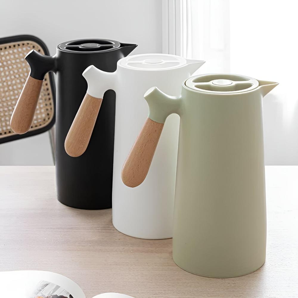 Beverage Server With Insulated Carafe And Wood Handle