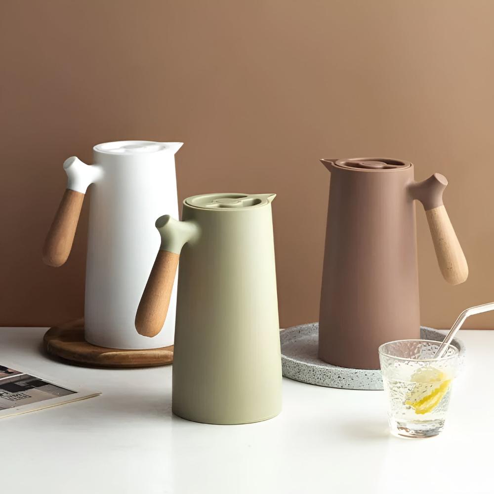 Beverage Server With Insulated Carafe And Wood Handle
