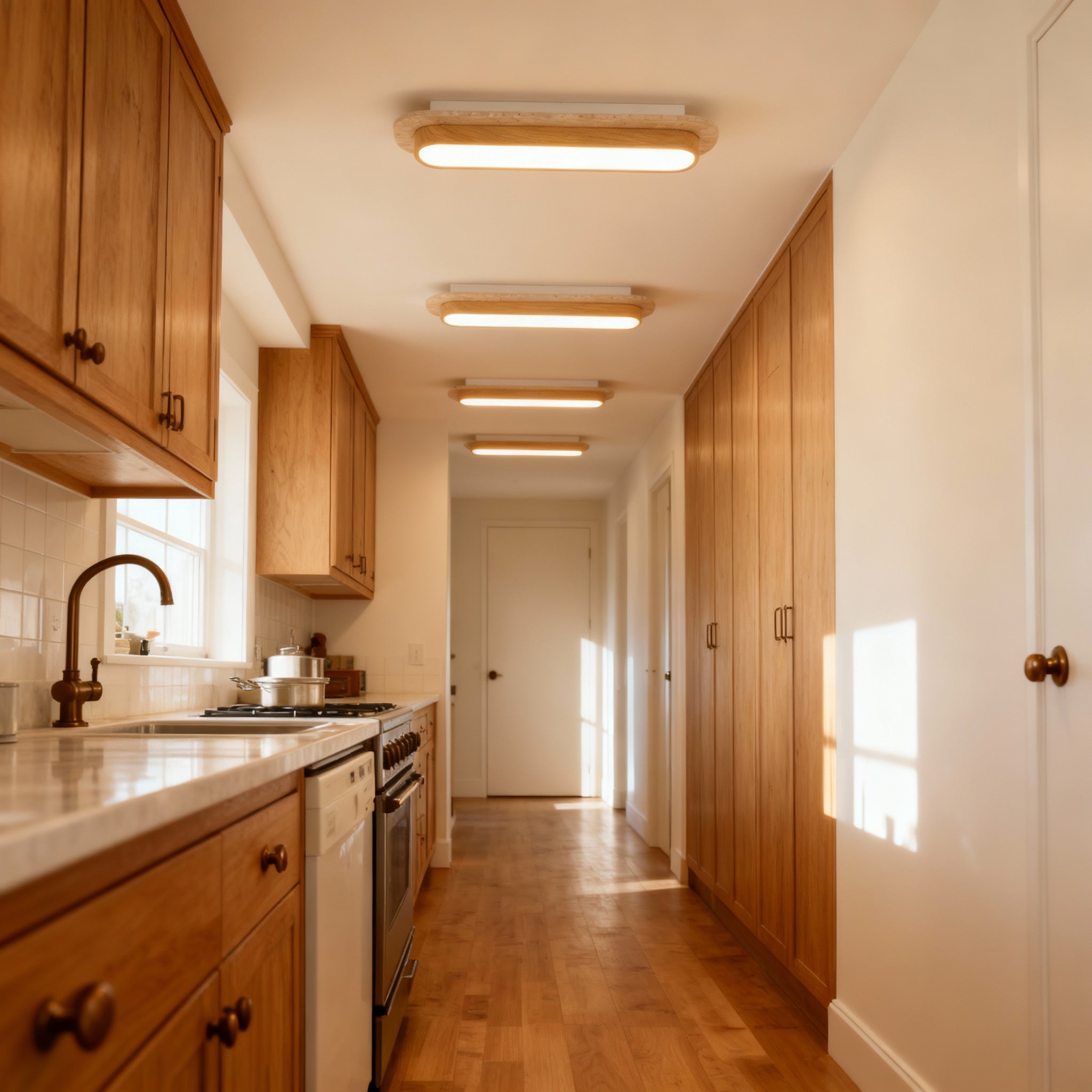 AuroraStone természetes kő beépíthető mennyezeti lámpa fa kerettel