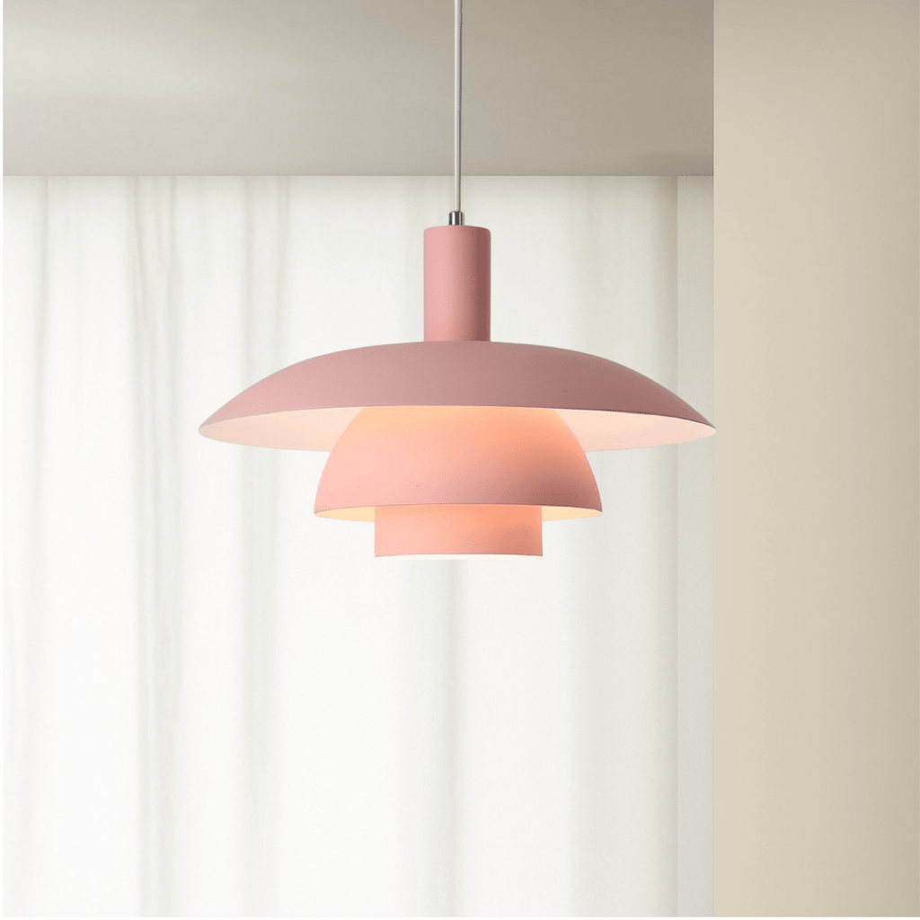 Nowoczesna lampa wisząca z metalowym kloszem w kształcie stopni, średnica 12 cali | Rosalyssa
