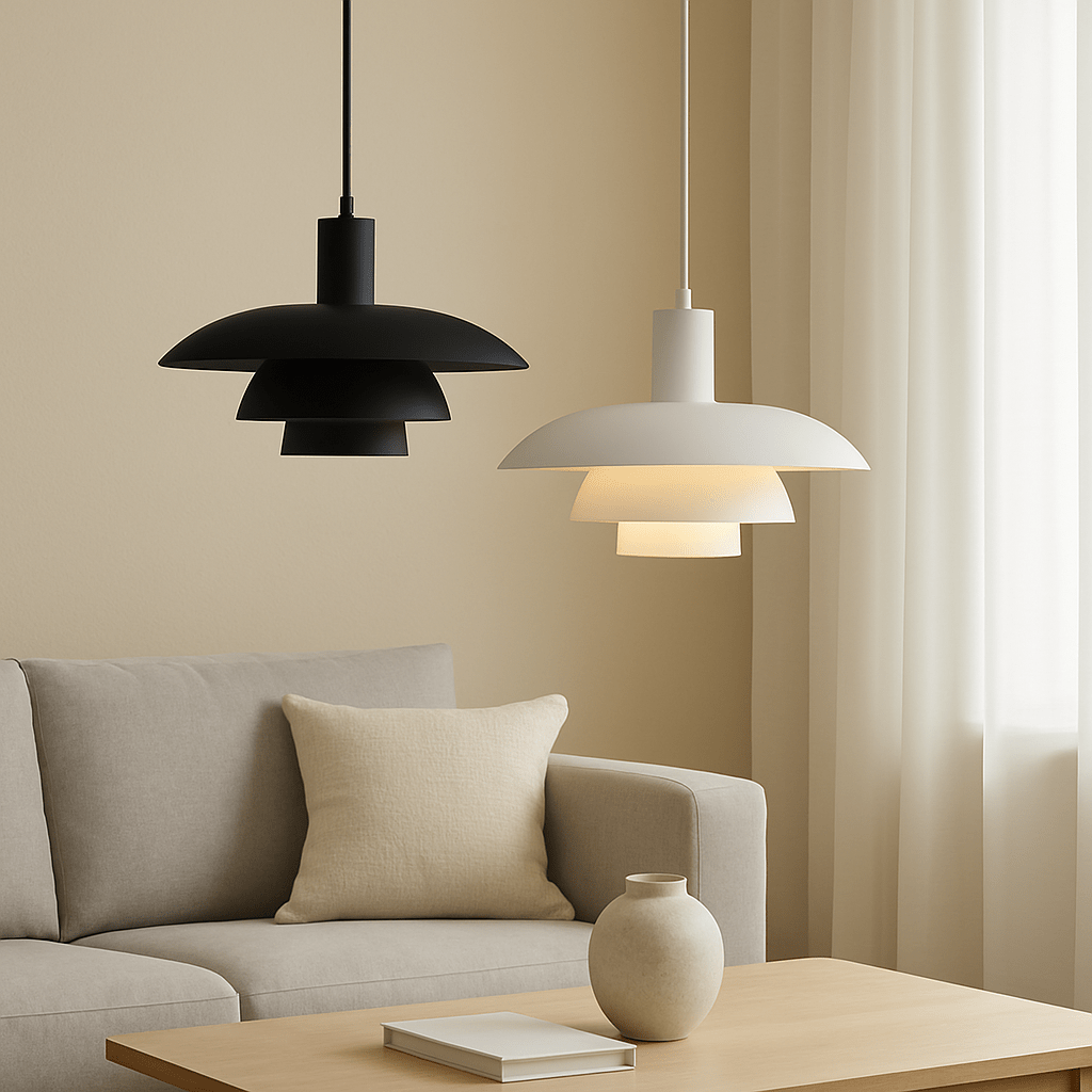 Nowoczesna lampa wisząca z metalowym kloszem w kształcie stopni, średnica 12 cali | Rosalyssa