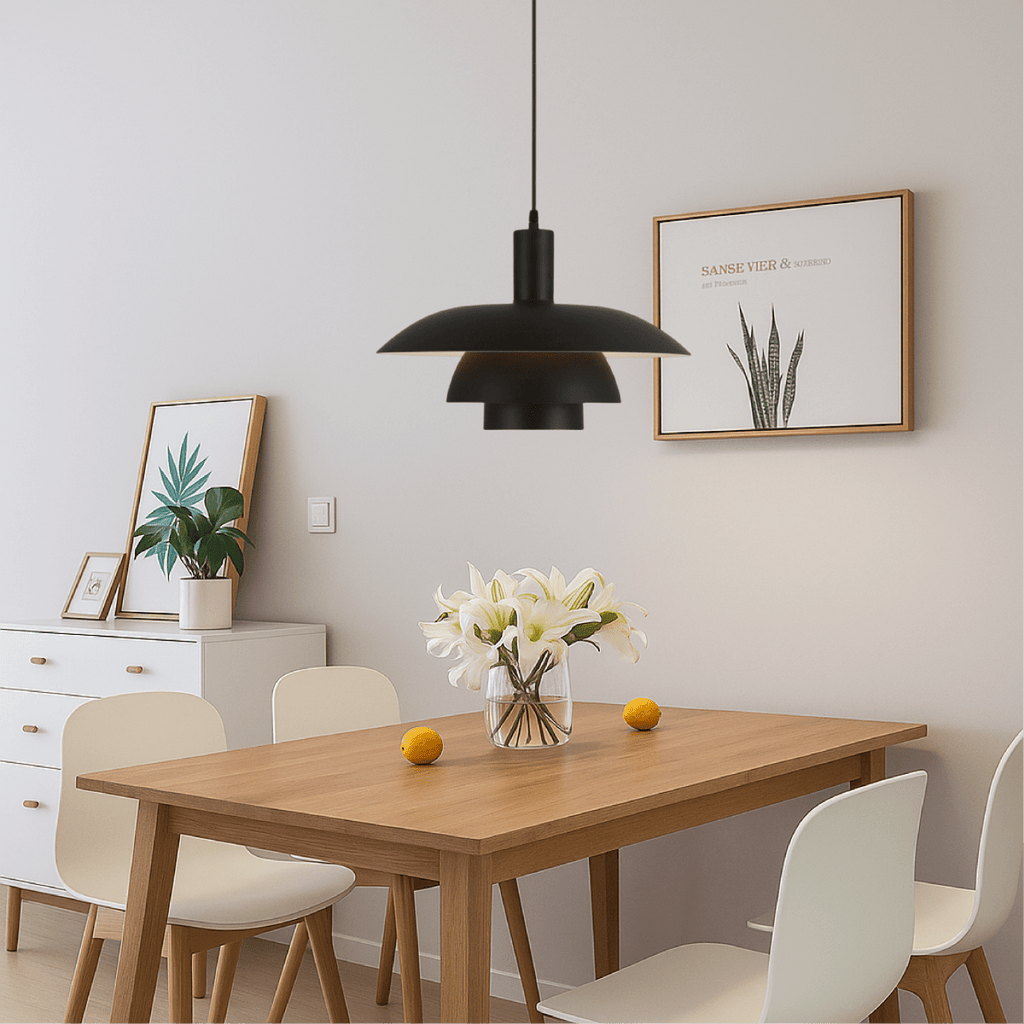 Nowoczesna lampa wisząca z metalowym kloszem w kształcie stopni, średnica 12 cali | Rosalyssa