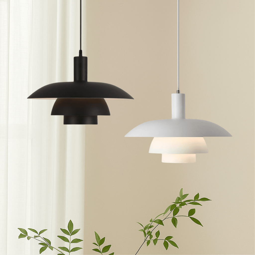 Nowoczesna lampa wisząca z metalowym kloszem w kształcie stopni, średnica 12 cali | Rosalyssa